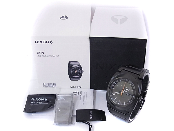 実際に弊社で買取させて頂いたNIXON/ニクソン DON オールブラック/オレンジ アナログ腕時計の画像 7枚目