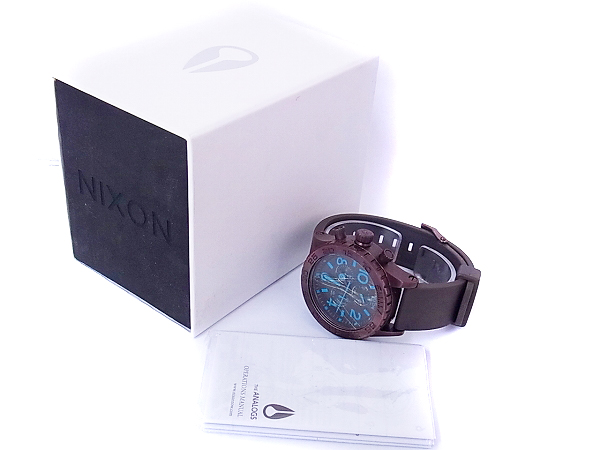 実際に弊社で買取させて頂いたNIXON 42-20 クロノグラフ ラバーベルト 茶×青 アナログ腕時計の画像 8枚目