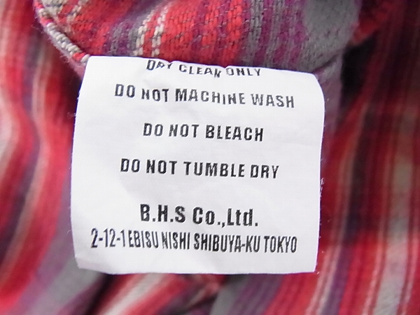 実際に弊社で買取させて頂いたRATS/ラッツ 15AW COTTON CHECK FLANNEL SHIRT/チェックシャツLの画像 6枚目