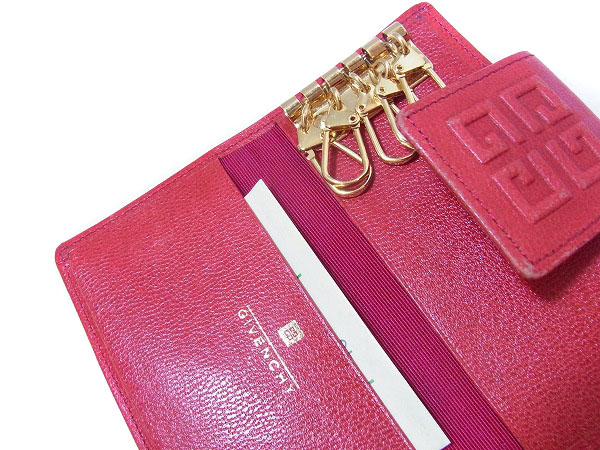 実際に弊社で買取させて頂いたGIVENCHY/ジバンシー 5連フックレザーキーケース レッドの画像 4枚目