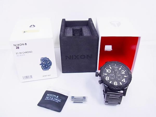 実際に弊社で買取させて頂いたNIXON/ニクソン 51-30 CHRONO オールブラック 腕時計/A083 001の画像 6枚目