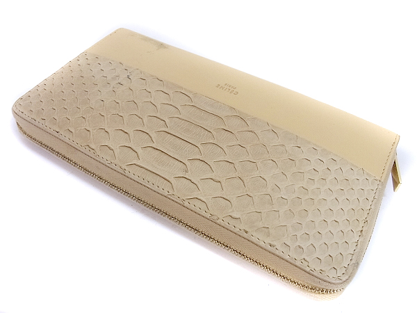 実際に弊社で買取させて頂いたCELINE/セリーヌ レザー/ヘビ柄 ラウンドファスナー 長財布の画像 3枚目