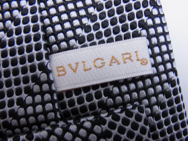実際に弊社で買取させて頂いたBVLGARI/ブルガリ シルクネクタイ ドット柄 ブラック×ホワイトの画像 3枚目