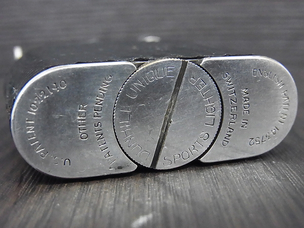 実際に弊社で買取させて頂いたダンヒル 革張り UNIQUE オールド スイス製 オイルライター の画像 4枚目