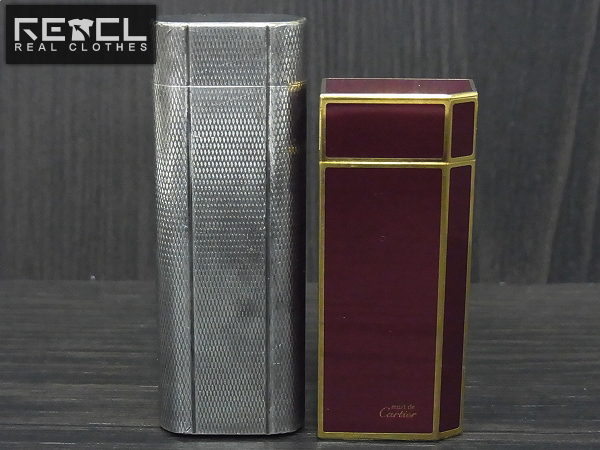 実際に弊社で買取させて頂いたCartier/カルティエ 黒ラッカー/オーバル ガスライター 2点SET