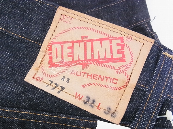 実際に弊社で買取させて頂いたDENIME/ドゥニーム 777 革パッチ XXモデル デニムパンツ/W31の画像 2枚目