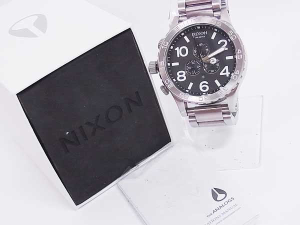 実際に弊社で買取させて頂いたNIXON/ニクソン THE 51-30 CHRONO/クロノグラフ 銀/黒 A083-000の画像 7枚目