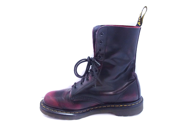 RARE Dr. Martens 1460 Cherry Red and Black boots 4UK Made in