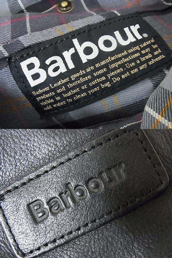 実際に弊社で買取させて頂いたBARBOUR/バブアー レザー ショルダー/メッセンジャーバッグ 黒の画像 4枚目