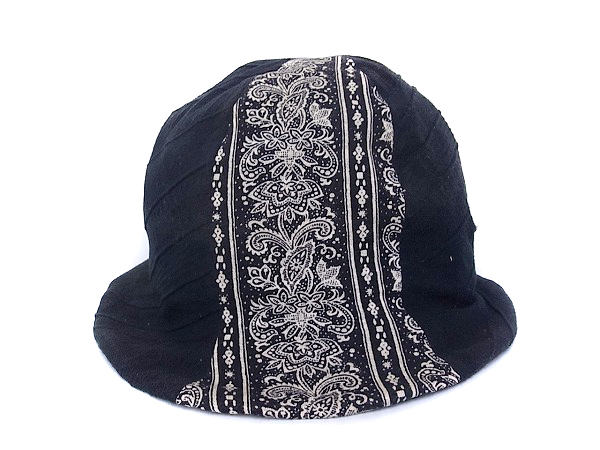 実際に弊社で買取させて頂いたCA4LA/カシラ ワイヤー入りハット ペイズリー柄 黒 帽子の画像 1枚目