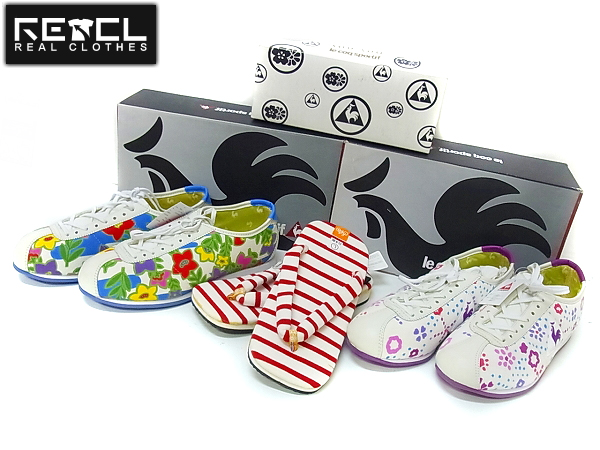 実際に弊社で買取させて頂いたルコックスポルティフ 総柄スニーカー/布ぞうり 3点セット