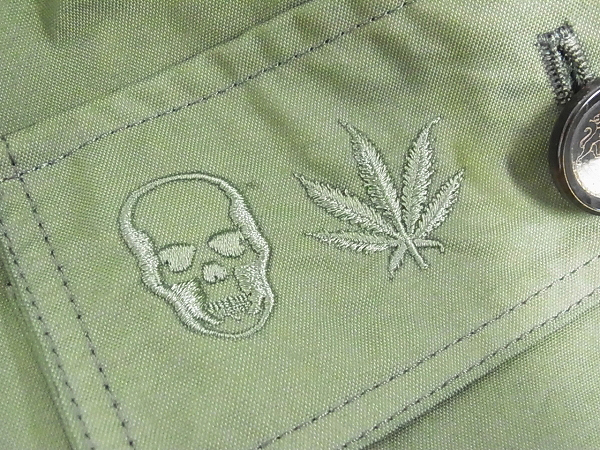 実際に弊社で買取させて頂いたルシアンペラフィネ スカル刺繍等 ナイロンジャケット カーキ/Mの画像 6枚目