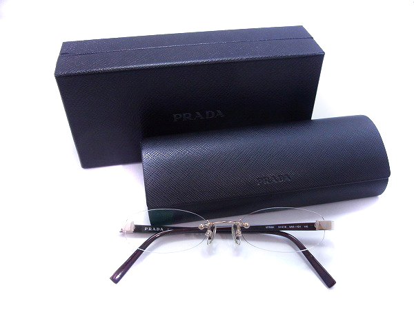 PRADA/プラダ オーバル型眼鏡/メガネフレーム 茶系/VPR68Iの買取