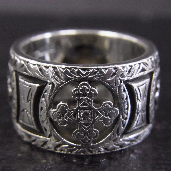 実際に弊社で買取させて頂いた【証明書】Loree Rodkin/ローリーロドキン エングレイブド ワイドバンド w/4 ストーンズ エッチング ゴシック クロス リング 10.5号の画像 1枚目