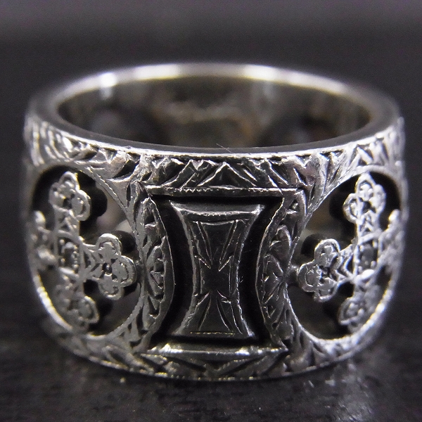 実際に弊社で買取させて頂いた【証明書】Loree Rodkin/ローリーロドキン エングレイブド ワイドバンド w/4 ストーンズ エッチング ゴシック クロス リング 10.5号の画像 2枚目