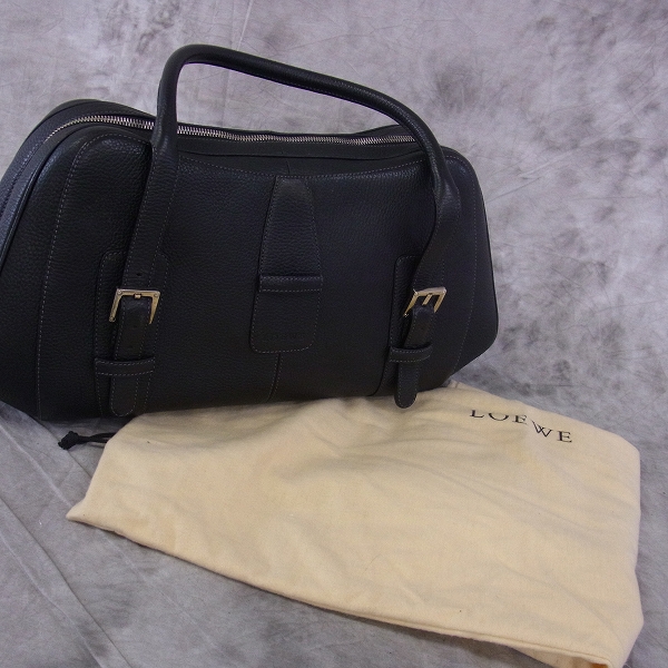実際に弊社で買取させて頂いたLOEWE/ロエベ レザー センダバッグ/ハンドバッグ ブラックの画像 9枚目