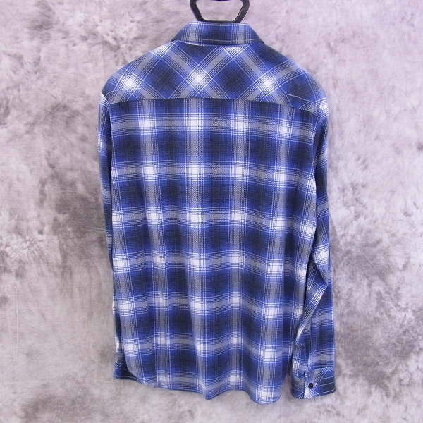 ☆NUMBER(N)INE/ナンバーナイン チェックシャツ/ネルシャツ 青白 3の