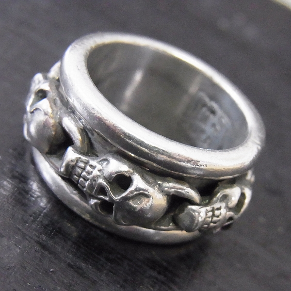 実際に弊社で買取させて頂いたLEATHERS AND TREASURES/レザーズ アンド トレジャーズ リボルビングスカル リング 17号
