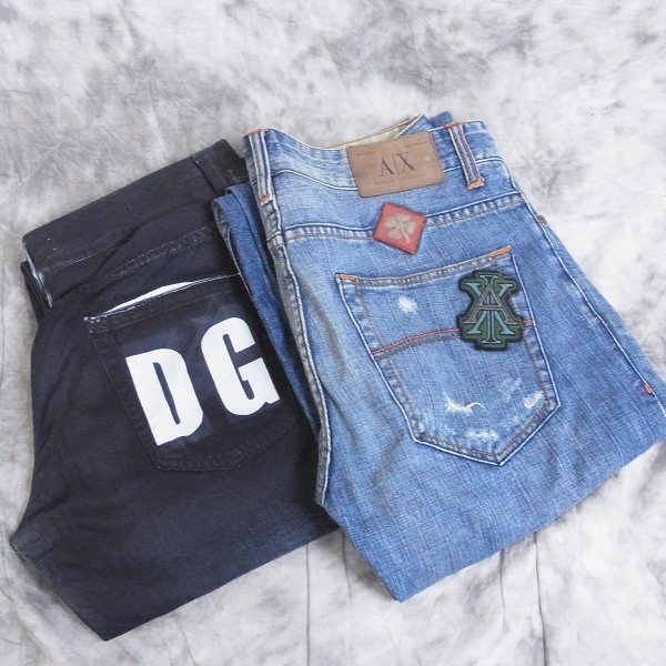 実際に弊社で買取させて頂いたArmani Exchange/DOLCE&GABBANA 加工デニム 等 33LONG/46 パンツ 2点SET