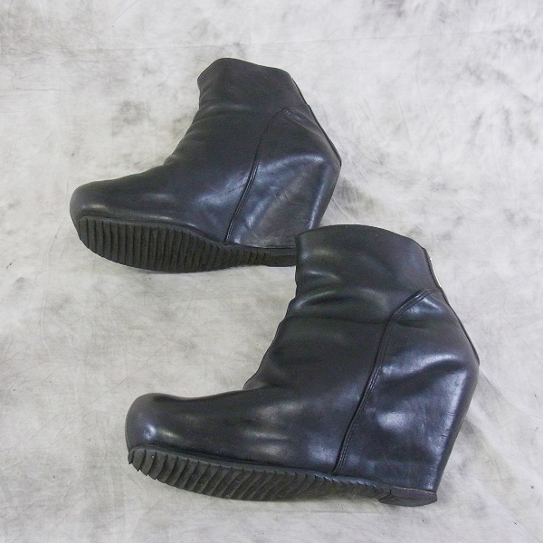 実際に弊社で買取させて頂いたRICK OWENS/リックオウエンス バックジップ ウェッジソールブーツ/41の画像 3枚目