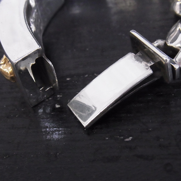 実際に弊社で買取させて頂いた【1点物/ギャラ付】STANLEY GUESS/スタンリーゲス ダブルIDウッドインレイドマルチスカル＆クラシックリンクブレスレットw/ストーンアイズの画像 7枚目