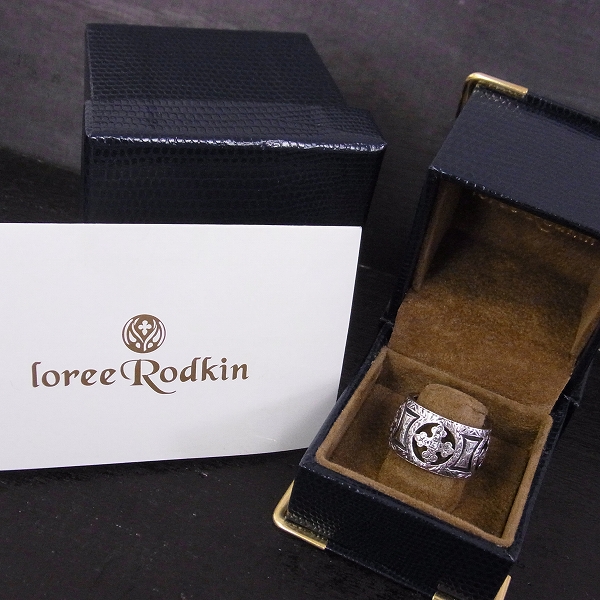 実際に弊社で買取させて頂いた【証明書】Loree Rodkin/ローリーロドキン エングレイブド ワイドバンド w/4 ストーンズ エッチング ゴシック クロス リング 10.5号の画像 6枚目