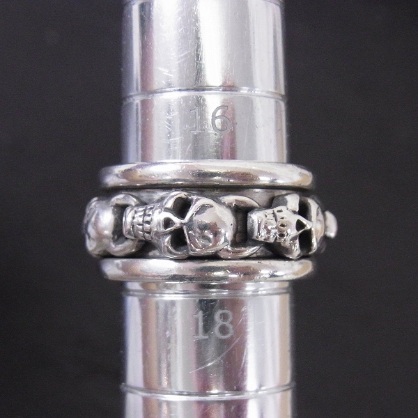 実際に弊社で買取させて頂いたLEATHERS AND TREASURES/レザーズ アンド トレジャーズ リボルビングスカル リング 17号の画像 3枚目