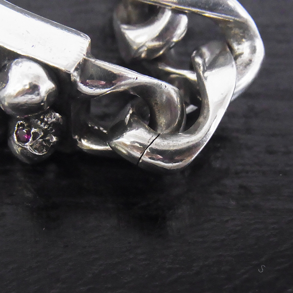 実際に弊社で買取させて頂いた【1点物/ギャラ付】STANLEY GUESS/スタンリーゲス ダブルIDウッドインレイドマルチスカル＆クラシックリンクブレスレットw/ストーンアイズの画像 8枚目