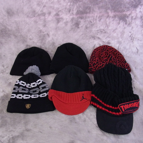 実際に弊社で買取させて頂いたJORDAN/バックチャンネル/THRASHER他 ニット帽/ビーニー 6点SET
