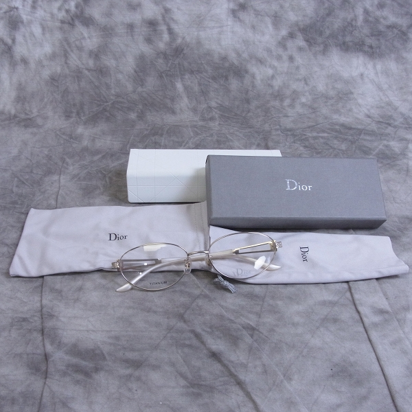 実際に弊社で買取させて頂いたChristian Dior/ディオール メガネフレーム ラウンド チタン CD-7635Jの画像 6枚目