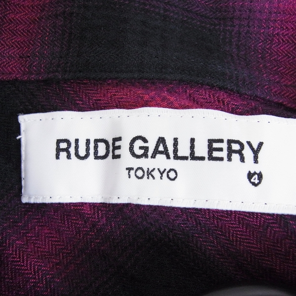 実際に弊社で買取させて頂いた☆RUDE GALLERYルードギャラリー オープンカラーチェックシャツ/4の画像 2枚目