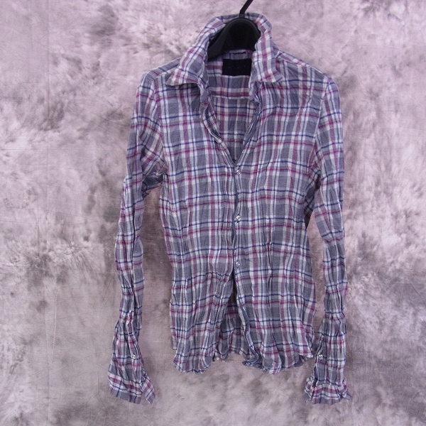 実際に弊社で買取させて頂いた☆Junhashimoto/ジュンハシモト WRINKLE CHECK SHIRTS ネイビー/1060000009/2