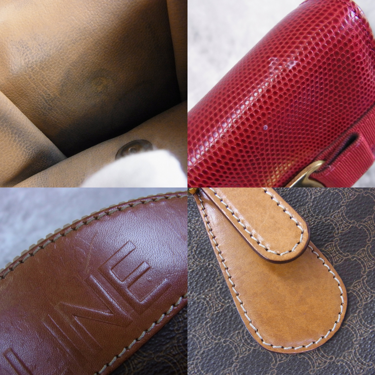 実際に弊社で買取させて頂いたCELINE/セリーヌ  Salvatore Ferragamo/フェラガモ マカダム柄 トートバッグ/ポーチ/コインケース等 4点SETの画像 5枚目