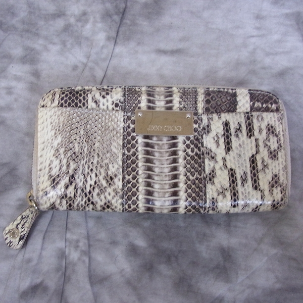 実際に弊社で買取させて頂いたJIMMY CHOO/ジミーチュウ パイソン ラウンドファスナー 長財布