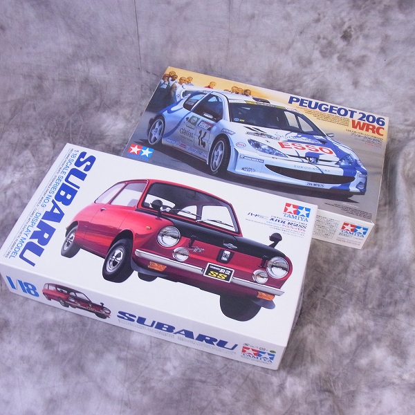 実際に弊社で買取させて頂いた【未組立】TAMIYA/タミヤ SUBARU R-2SS/PEUGEOT206ERC スバル/プジョー 1/24、1/18 プラモデル 2点SET