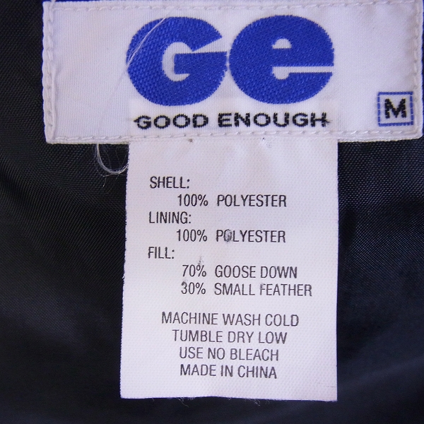 実際に弊社で買取させて頂いたGOODENOUGH/グッドイナフ ダウンジャケット ブラック　サイズ：Mの画像 3枚目
