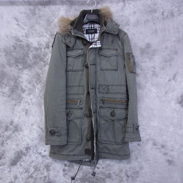 実際に弊社で買取させて頂いたBURBERRY BLACK LABEL/バーバリー ブラックレーベル ラクーンファー ミリタリージャケット/L
