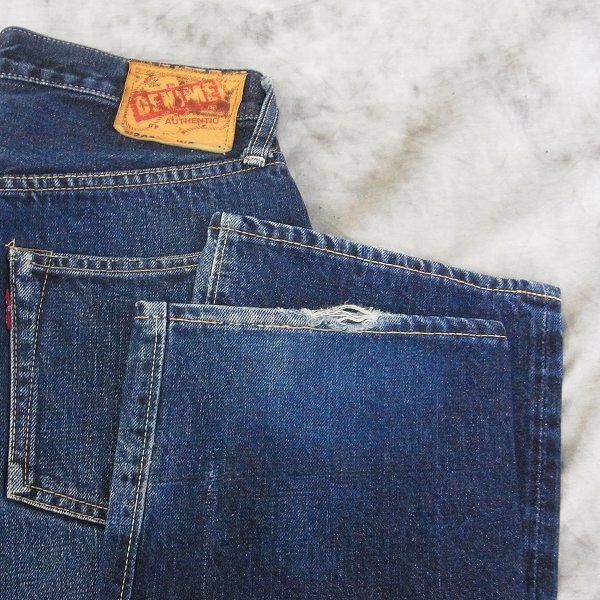 実際に弊社で買取させて頂いたDenime/ドゥニーム 革パッチ ストレート セルビッチデニムパンツ 202/30の画像 8枚目