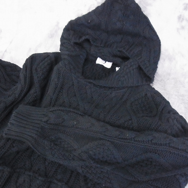 実際に弊社で買取させて頂いたGOODENOUGH/グッドイナフ ケーブルニットパーカー ブラック Mの画像 4枚目