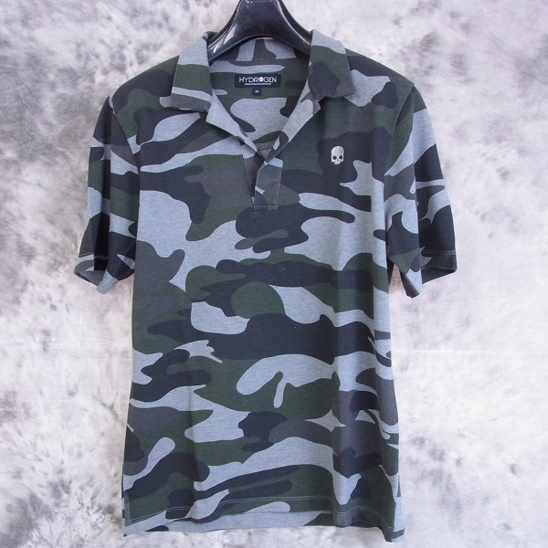 実際に弊社で買取させて頂いた☆HYDROGEN/ハイドロゲン スカル刺繍 カモフラ柄 半袖ポロシャツ/M