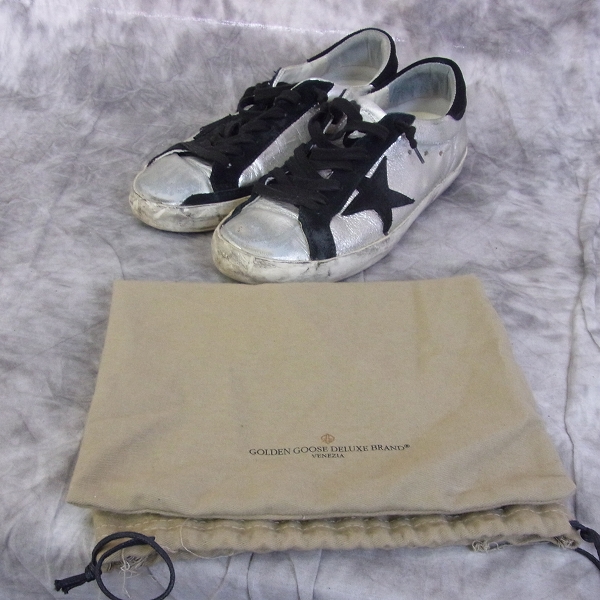 実際に弊社で買取させて頂いたGOLDEN GOOSE/ゴールデングース GGDB SSTAR ビンテージ加工レザースニーカー/42の画像 6枚目