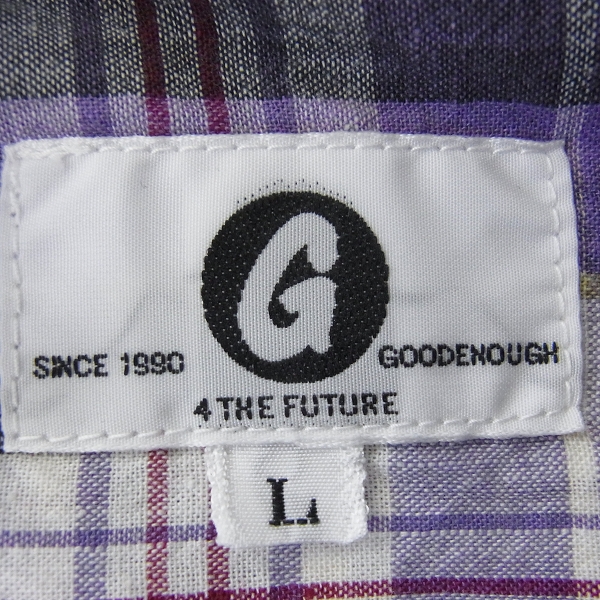 実際に弊社で買取させて頂いた☆GOODENOUGH/グッドイナフ 背ロゴ チェック 長袖シャツ/Lの画像 2枚目