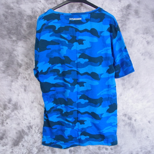 実際に弊社で買取させて頂いた☆HYDROGEN/ハイドロゲン 迷彩/カモフラ Vネック 半袖Tシャツ/カットソー ブルー Mの画像 1枚目