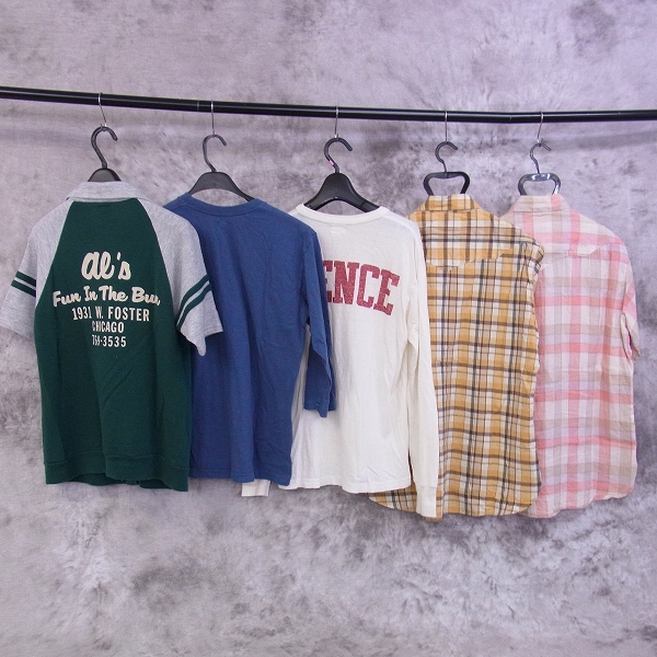 実際に弊社で買取させて頂いたDUBBLE WORKS/ダブルワークス 半袖チェックシャツ・長袖Tシャツ等5点SETの画像 1枚目