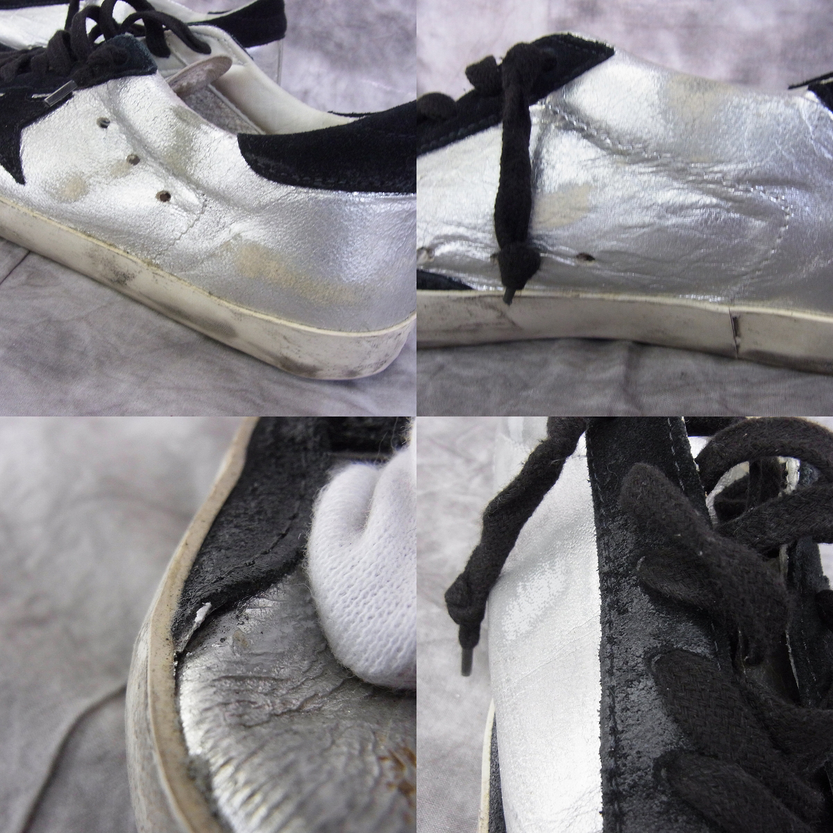 実際に弊社で買取させて頂いたGOLDEN GOOSE/ゴールデングース GGDB SSTAR ビンテージ加工レザースニーカー/42の画像 5枚目