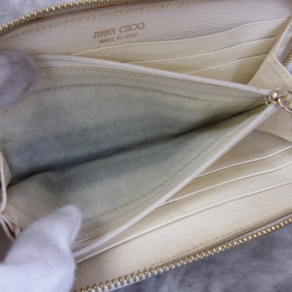 実際に弊社で買取させて頂いたJIMMY CHOO/ジミーチュウ パイソン ラウンドファスナー 長財布の画像 5枚目