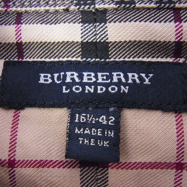 実際に弊社で買取させて頂いたBURBERRY LONDON/バーバリーロンドン 刺繍 チェック柄長袖シャツ/Lの画像 2枚目