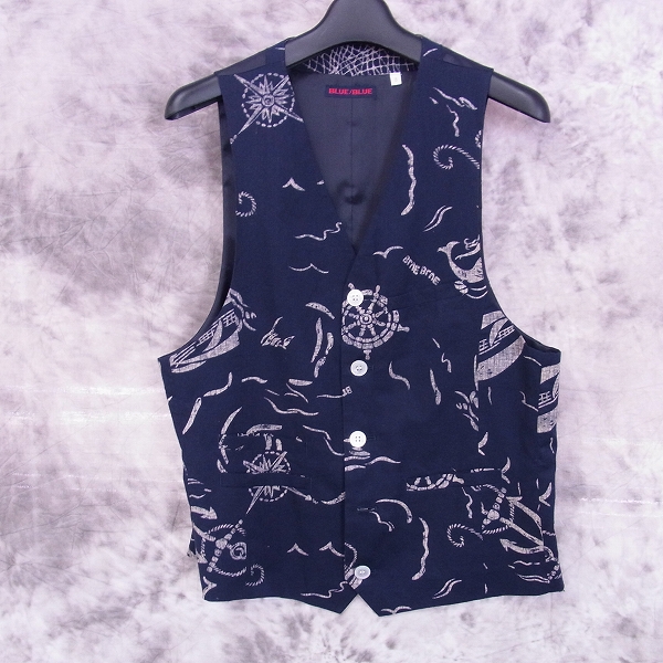 実際に弊社で買取させて頂いた☆BLUE BLUE/ブルーブルー 綿麻ジレ/ベスト ネイビー/3