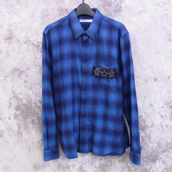 実際に弊社で買取させて頂いたGIVENCHY/ジバンシィ AW16 チェックレザースターボタンシャツ/41