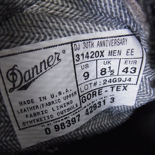 実際に弊社で買取させて頂いたDANNER/ダナー 1000足限定 ダナーライト30周年モデル ワークブーツ 31420X/US9の画像 5枚目